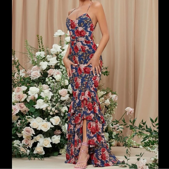 SHEIN | Floral Print Ruffled Mermaid Dress - Picture 3 of 15